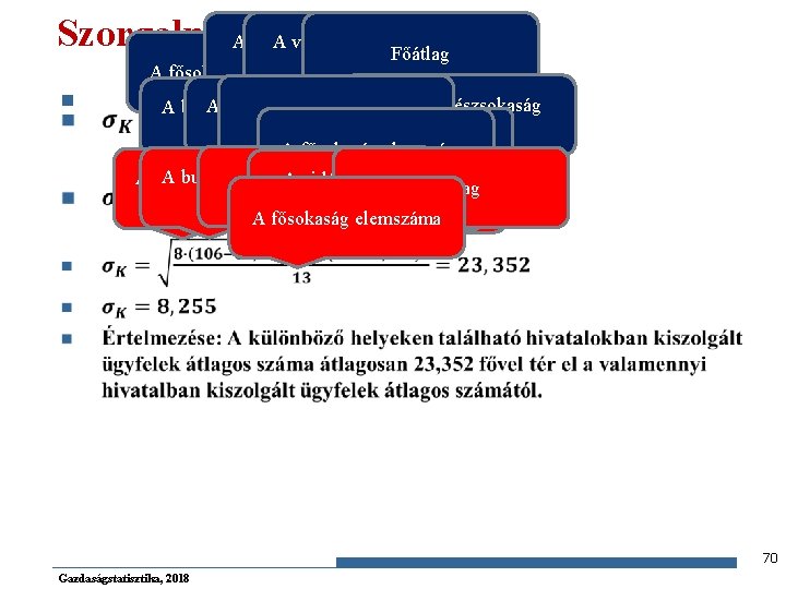 Szorgalmi feladat megoldása A vizsgált részsokaság Főátlag elemszáma részátlaga A fősokaság elemszáma n vidéki