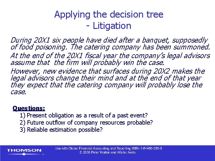 Applying the decision tree - Litigation During 20 X 1 six people have died