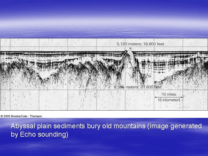 Abyssal plain sediments bury old mountains (image generated by Echo sounding) 