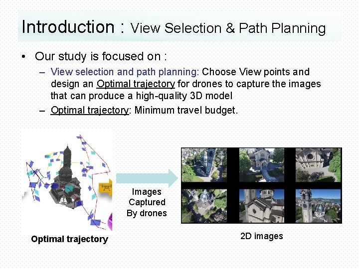 Introduction : View Selection & Path Planning • Our study is focused on :