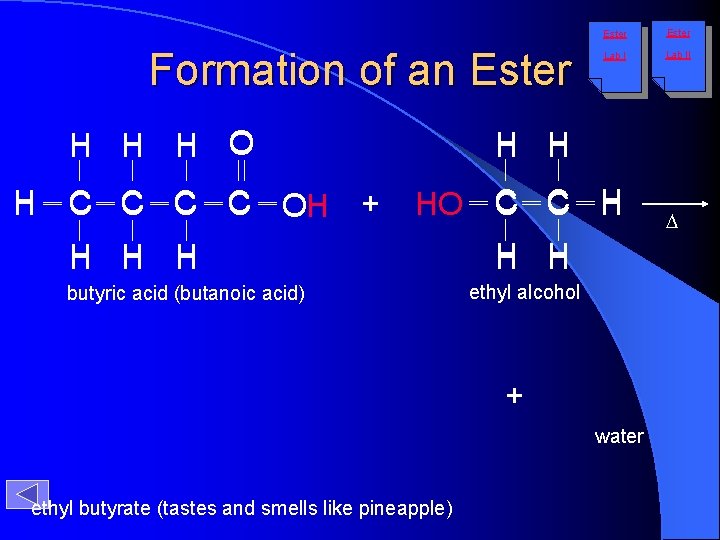 Formation of an Ester H H H O H C C O OH H