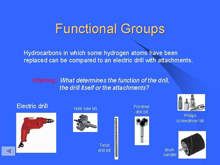 Functional Groups Hydrocarbons in which some hydrogen atoms have been replaced can be compared