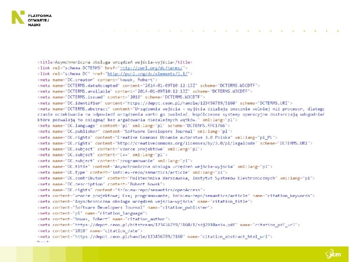 Internet z punktu widzenia crawlera [ryc 5 – tagi w html, czyli metadane dla