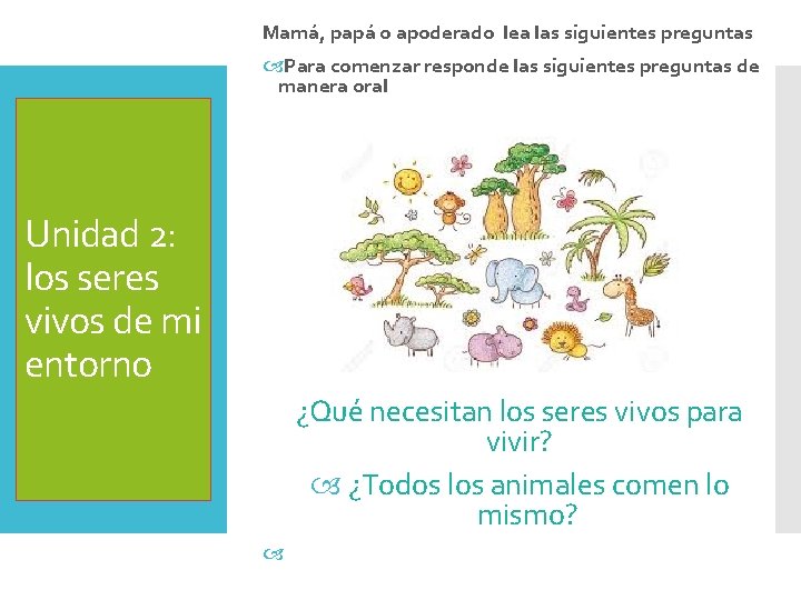 Mamá, papá o apoderado lea las siguientes preguntas Para comenzar responde las siguientes preguntas