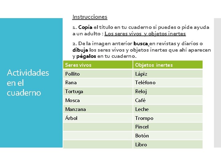 Instrucciones 1. Copia el título en tu cuaderno si puedes o pide ayuda a