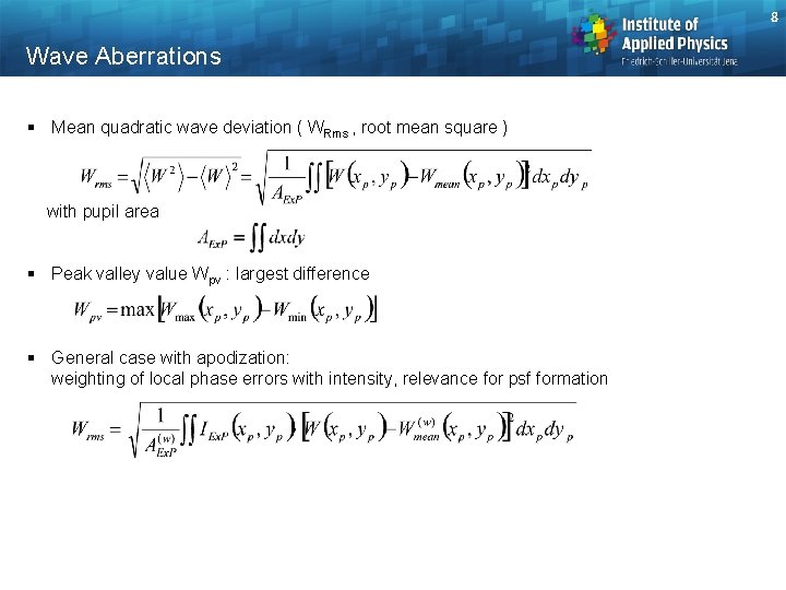 8 Wave Aberrations § Mean quadratic wave deviation ( WRms , root mean square