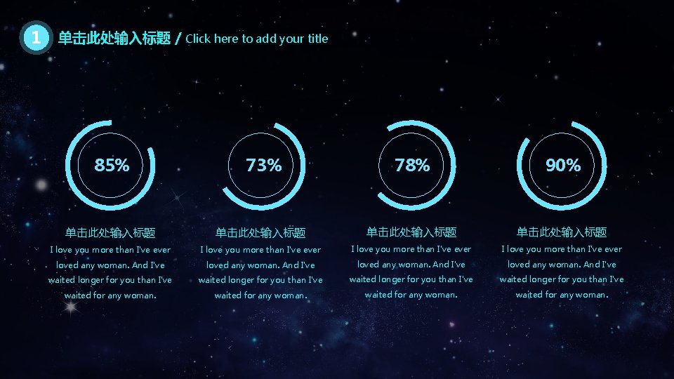 1 单击此处输入标题 / Click here to add your title 85% 73% 78% 90% 单击此处输入标题