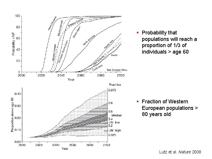 § Probability that populations will reach a proportion of 1/3 of individuals > age