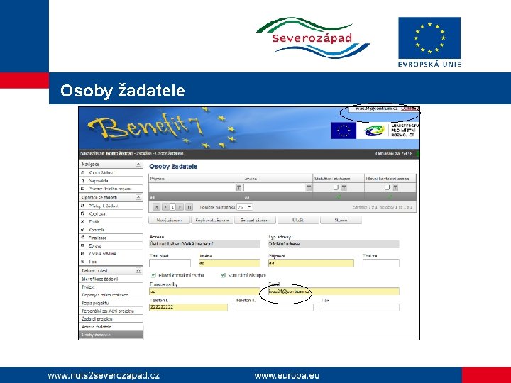 Osoby žadatele 