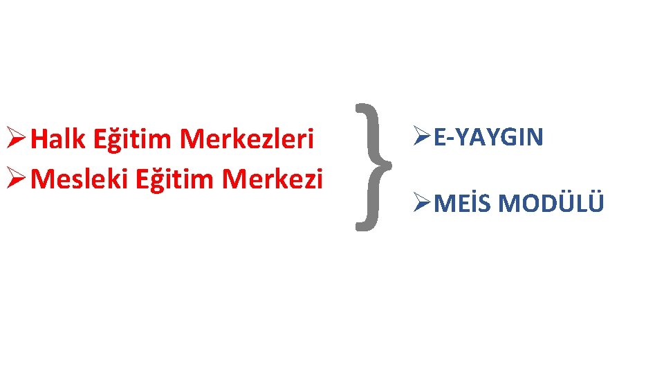 ØHalk Eğitim Merkezleri ØMesleki Eğitim Merkezi } ØE-YAYGIN ØMEİS MODÜLÜ 