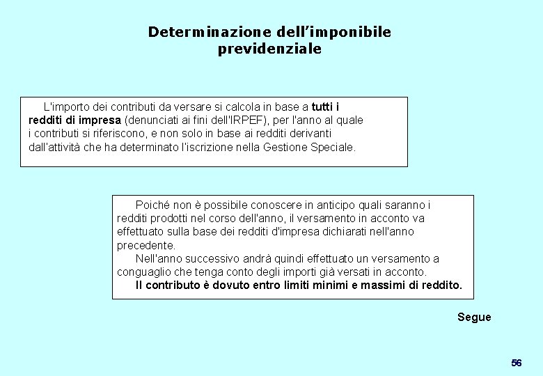 Determinazione dell’imponibile previdenziale L'importo dei contributi da versare si calcola in base a tutti