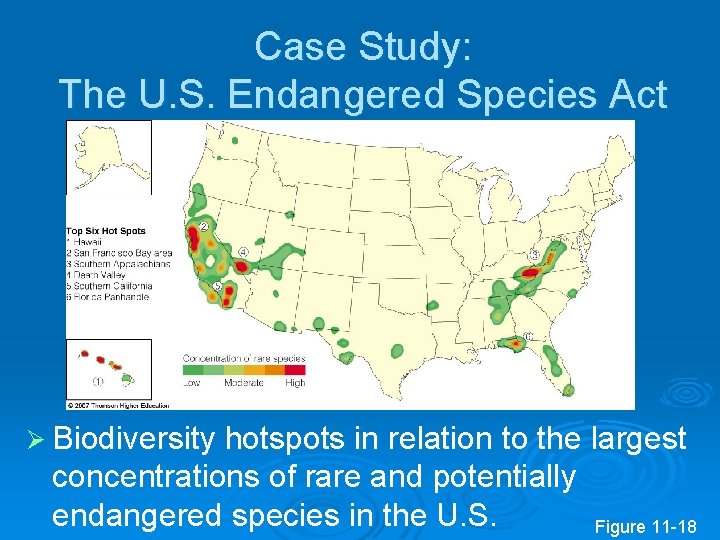 Case Study: The U. S. Endangered Species Act Ø Biodiversity hotspots in relation to