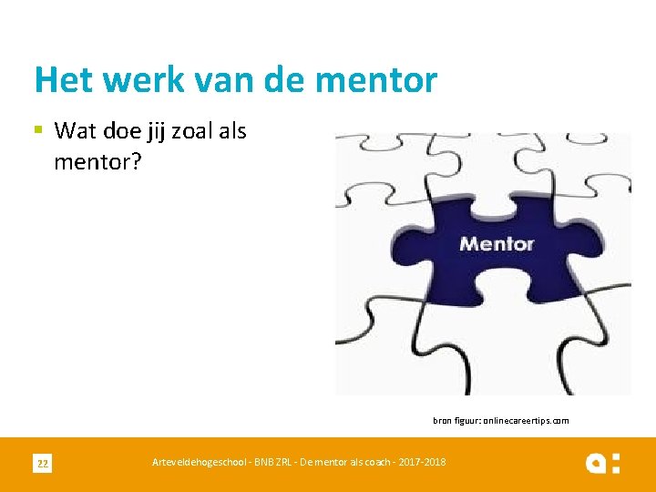 Het werk van de mentor § Wat doe jij zoal als mentor? bron figuur: