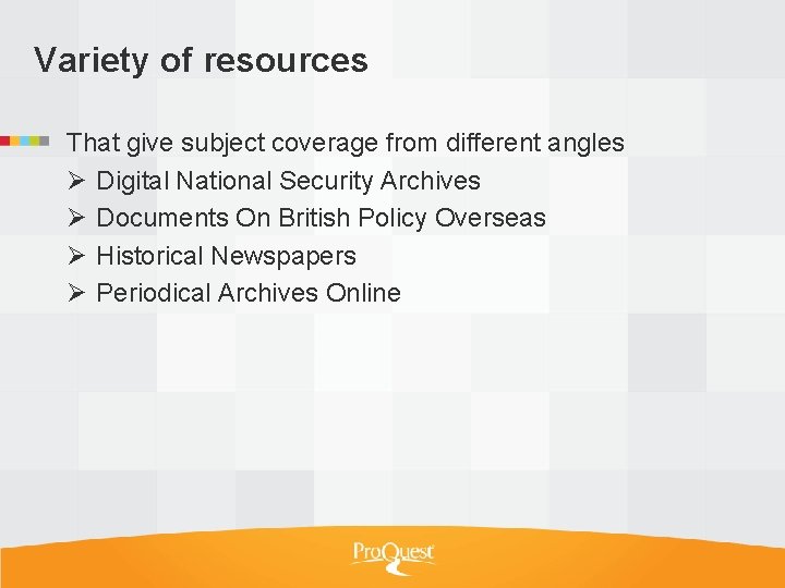 Variety of resources That give subject coverage from different angles Ø Digital National Security