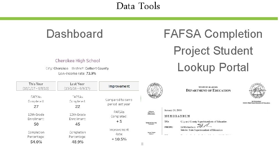 Data Tools Dashboard FAFSA Completion Project Student Lookup Portal 