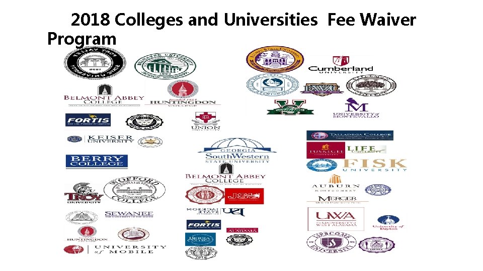 2018 Colleges and Universities Fee Waiver Program 