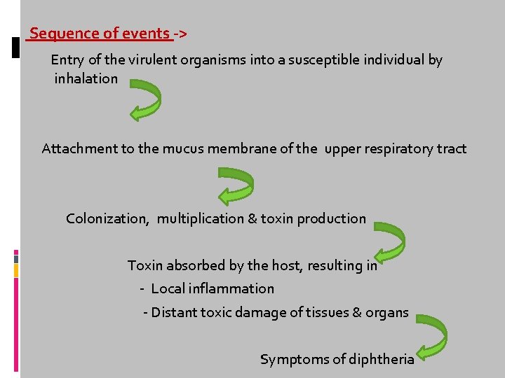 Sequence of events -> Entry of the virulent organisms into a susceptible individual by