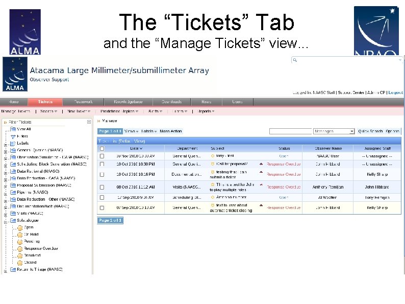 The “Tickets” Tab and the “Manage Tickets” view. . . 