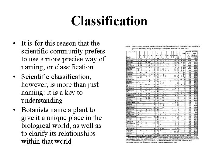 Classification • It is for this reason that the scientific community prefers to use