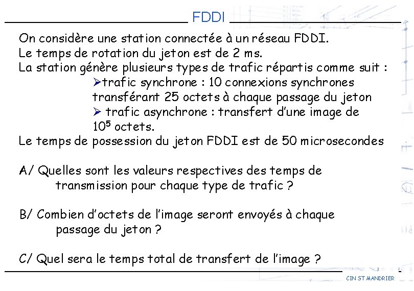 FDDI On considère une station connectée à un réseau FDDI. Le temps de rotation