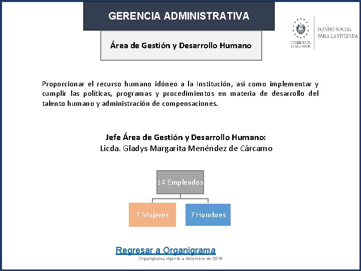 GERENCIA ADMINISTRATIVA Área de Gestión y Desarrollo Humano Proporcionar el recurso humano idóneo a