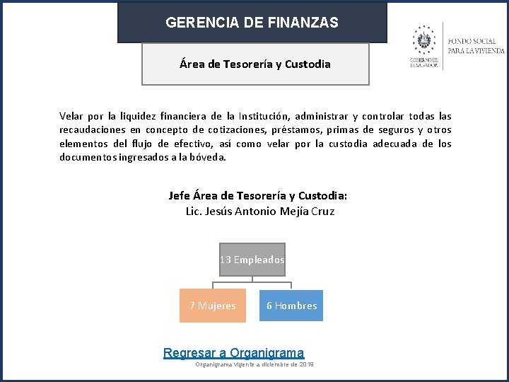 GERENCIA DE FINANZAS Área de Tesorería y Custodia Velar por la liquidez financiera de