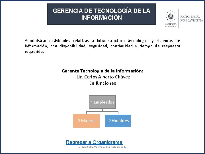 GERENCIA DE TECNOLOGÍA DE LA INFORMACIÓN Administrar actividades relativas a infraestructura tecnológica y sistemas