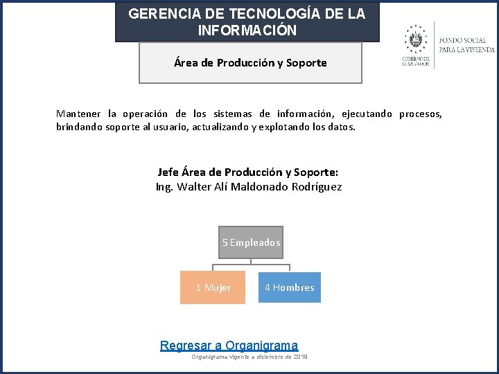 GERENCIA DE TECNOLOGÍA DE LA INFORMACIÓN Área de Producción y Soporte Mantener la operación