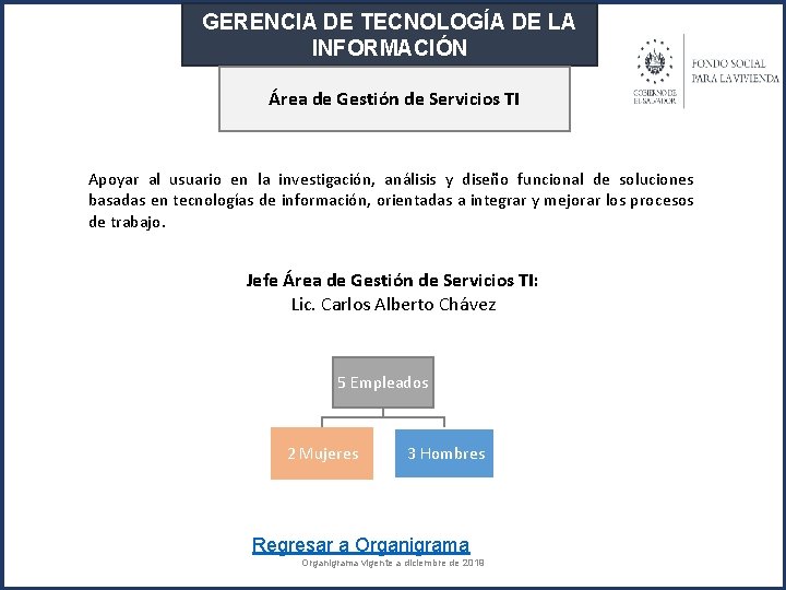 GERENCIA DE TECNOLOGÍA DE LA INFORMACIÓN Área de Gestión de Servicios TI Apoyar al