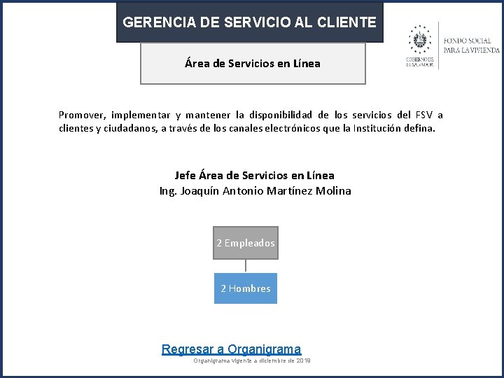 GERENCIA DE SERVICIO AL CLIENTE Área de Servicios en Línea Promover, implementar y mantener