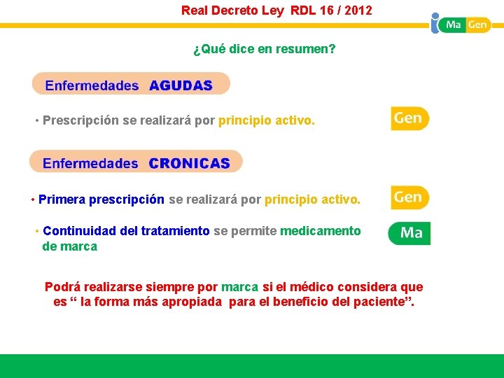 Real Decreto Ley RDL 16 / 2012 Titular ¿Qué dice en resumen? • Prescripción