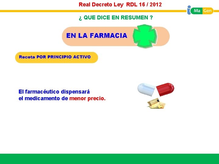 Real Decreto Ley RDL 16 / 2012 ¿ QUE DICE EN RESUMEN ? El