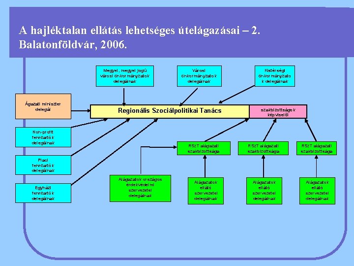 A hajléktalan ellátás lehetséges útelágazásai – 2. Balatonföldvár, 2006. Megyei, megyei jogú városi önkormányzatok