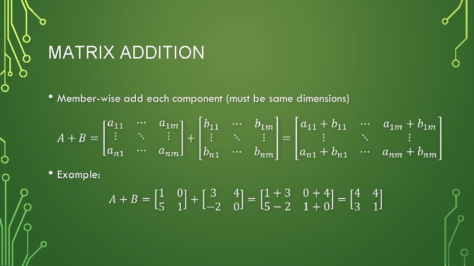 MATRIX ADDITION • 