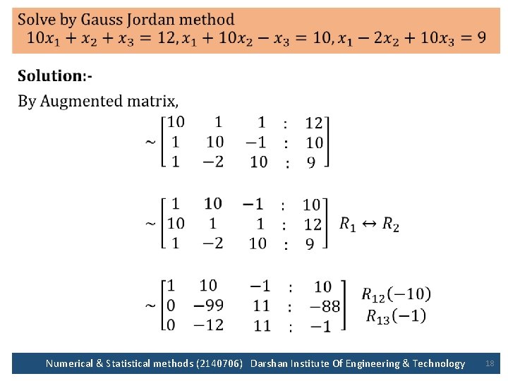  • Numerical & Statistical methods (2140706) Darshan Institute Of Engineering & Technology 18