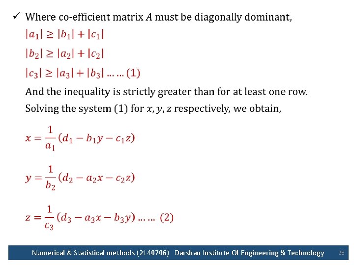 • Numerical & Statistical methods (2140706) Darshan Institute Of Engineering & Technology 28