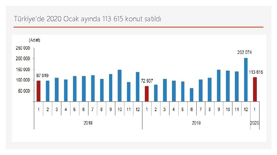 Türkiye'de 2020 Ocak ayında 113 615 konut satıldı 