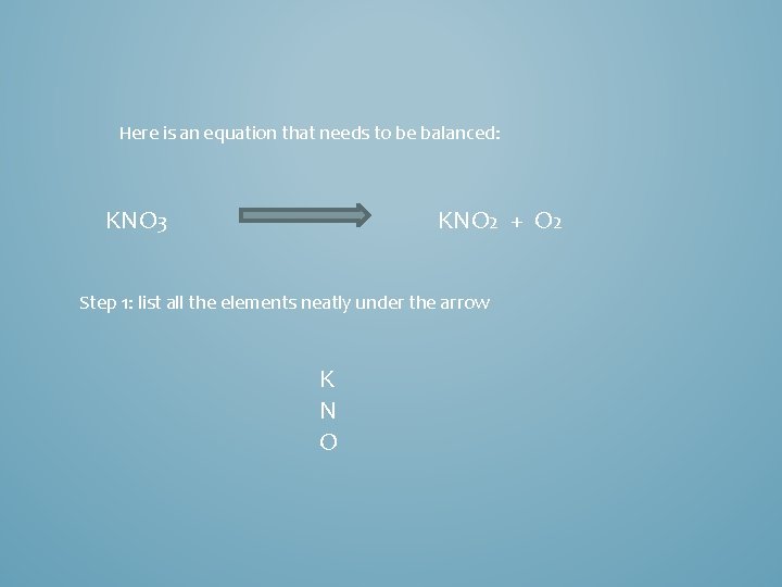 Here is an equation that needs to be balanced: KNO 3 KNO 2 +