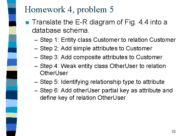 Homework 4, problem 5 n Translate the E-R diagram of Fig. 4. 4 into