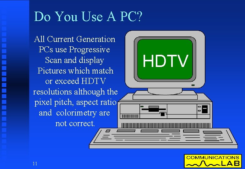 Do You Use A PC? All Current Generation PCs use Progressive Scan and display