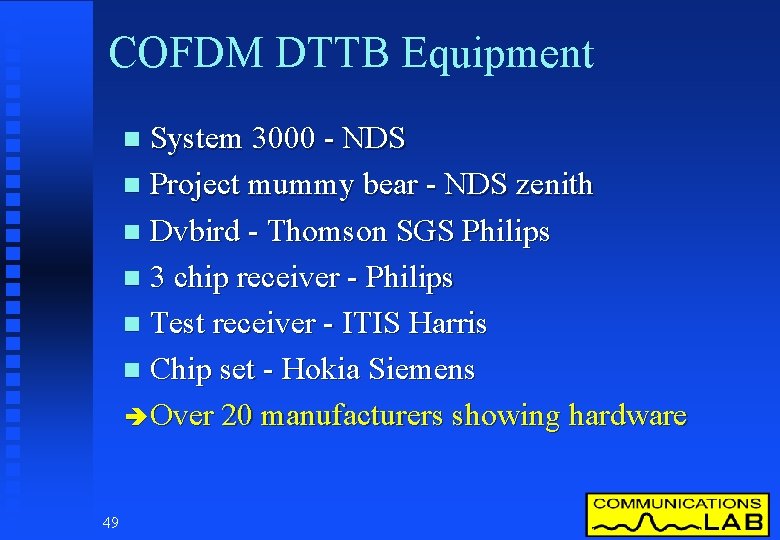 COFDM DTTB Equipment System 3000 - NDS n Project mummy bear - NDS zenith