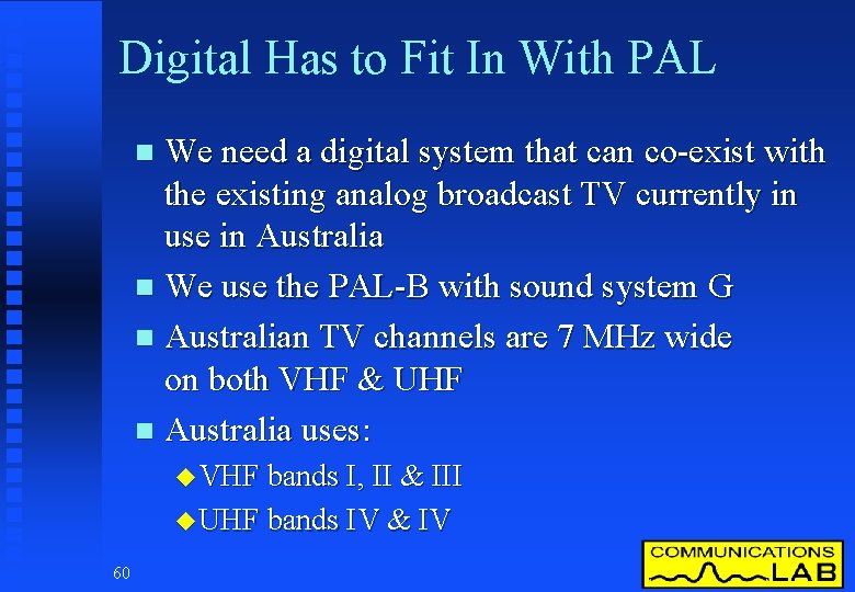 Digital Has to Fit In With PAL We need a digital system that can