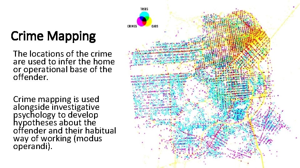 Crime Mapping The locations of the crime are used to infer the home or