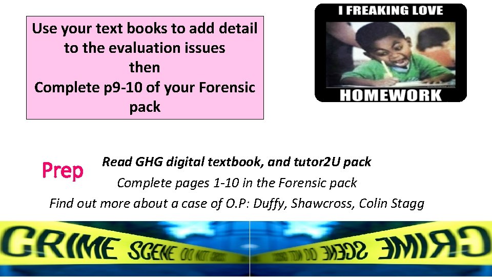 Use your text books to add detail to the evaluation issues then Complete p