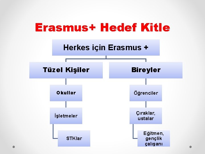 Erasmus+ Hedef Kitle Herkes için Erasmus + Tüzel Kişiler Bireyler Okullar Öğrenciler İşletmeler Çıraklar,