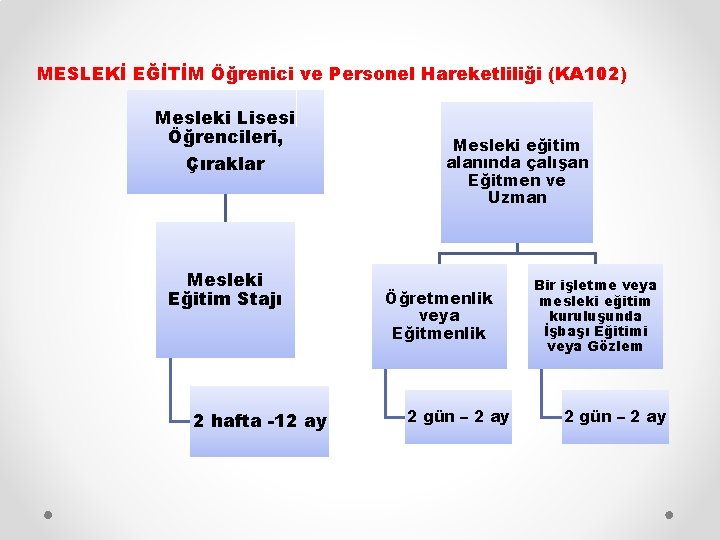 MESLEKİ EĞİTİM Öğrenici ve Personel Hareketliliği (KA 102) Mesleki Lisesi Öğrencileri, Çıraklar Mesleki Eğitim