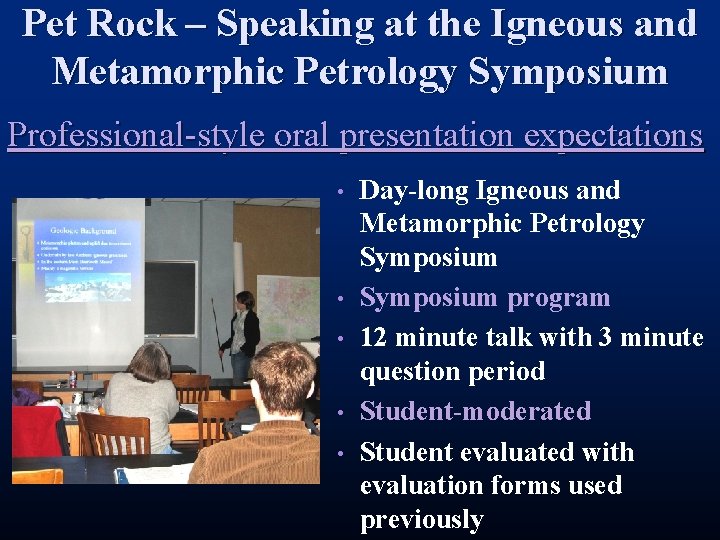 Pet Rock – Speaking at the Igneous and Metamorphic Petrology Symposium Professional-style oral presentation