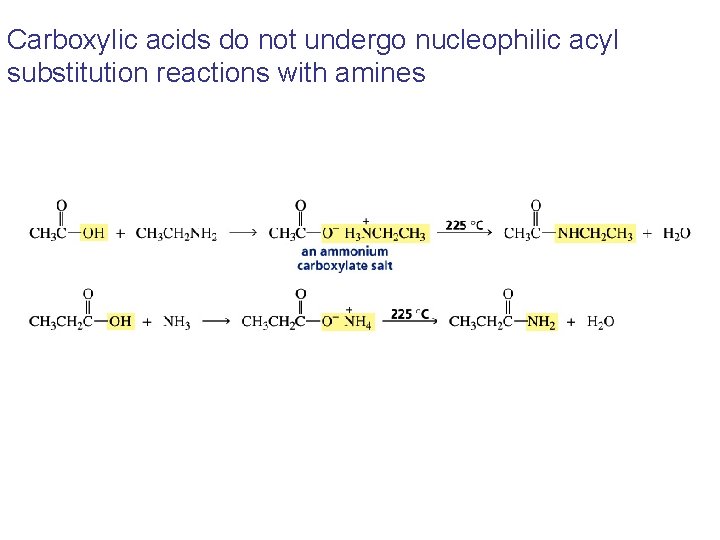Carboxylic acids do not undergo nucleophilic acyl substitution reactions with amines 