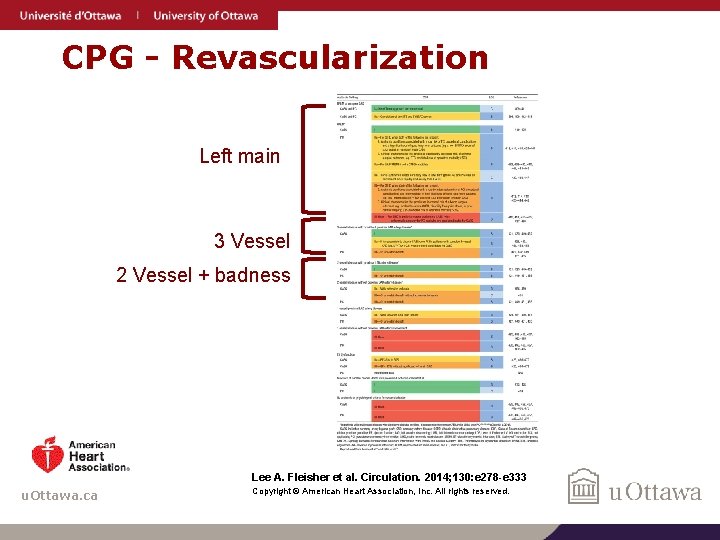 CPG - Revascularization Left main 3 Vessel 2 Vessel + badness Lee A. Fleisher