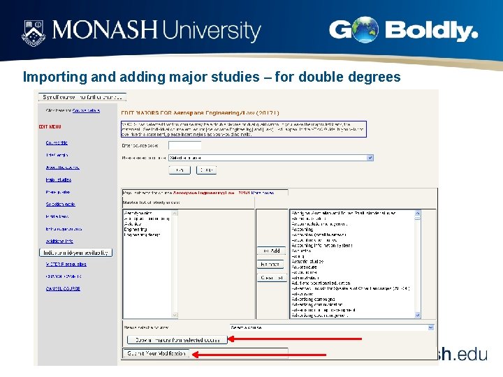 Importing and adding major studies – for double degrees 